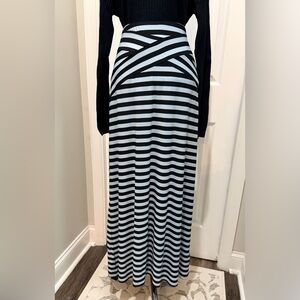 ECI Black and Blue Striped Maxi Skirt